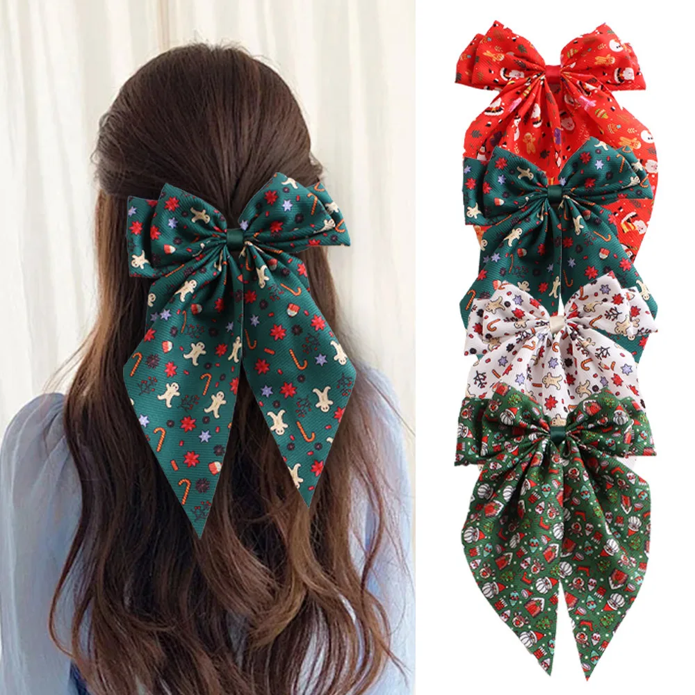 

Новый рождественский стример для волос, пружинная заколка, праздничная атмосфера, милая резинка для волос, головной убор, заколка для волос, оптовая продажа