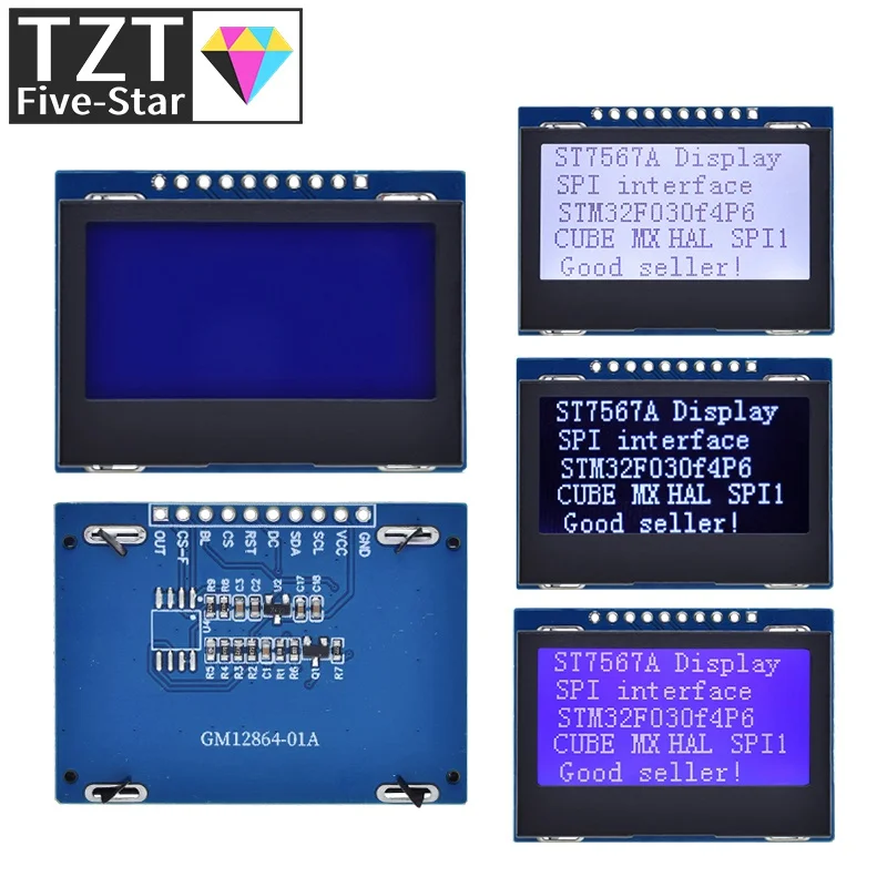 

12864 SPI LCD Module 128X64 SPI ST7567A COG Graphic Display Screen Board LCM Panel 128x64 Dot Matrix Screen for Arduino