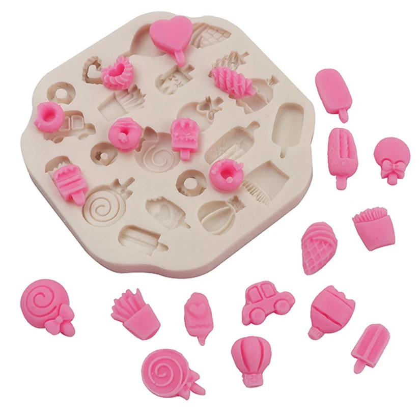 Ice cream Doughnut Lollipop Silicone Cake Baking Mold Sugarcraft Chocolate Cupcake Resin Tools Fondant Decorating Tools