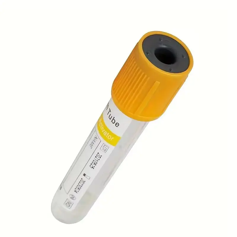 100 Pieces PET 3ML/5ML Laboratory Centrifuge Tube Yellow Hat Vacuum Collection Tube Gel and Clot Activator Tube