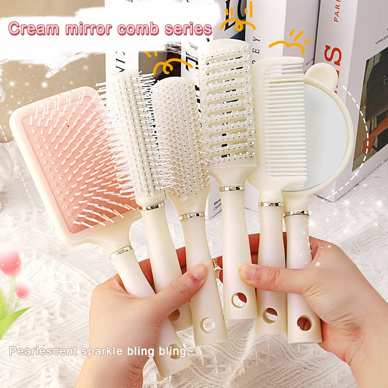 Women Straight Hair Styling Comb Mermaid Curly Hair Comb Air Cushion Hollow-Out Comb Anti-Tangle Static Comb Hairdressing Tool