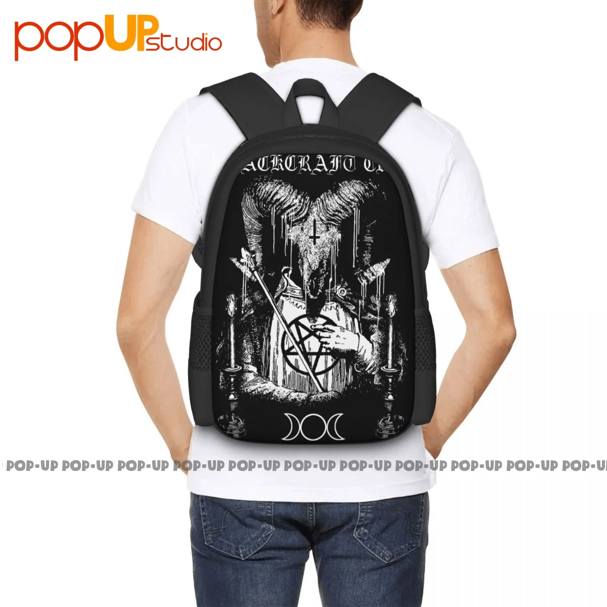 Blackcraft Cult Emperor Goat Baphomet Satanic Gothic Pentagram Backpack Large Capacity Softback Multi-function