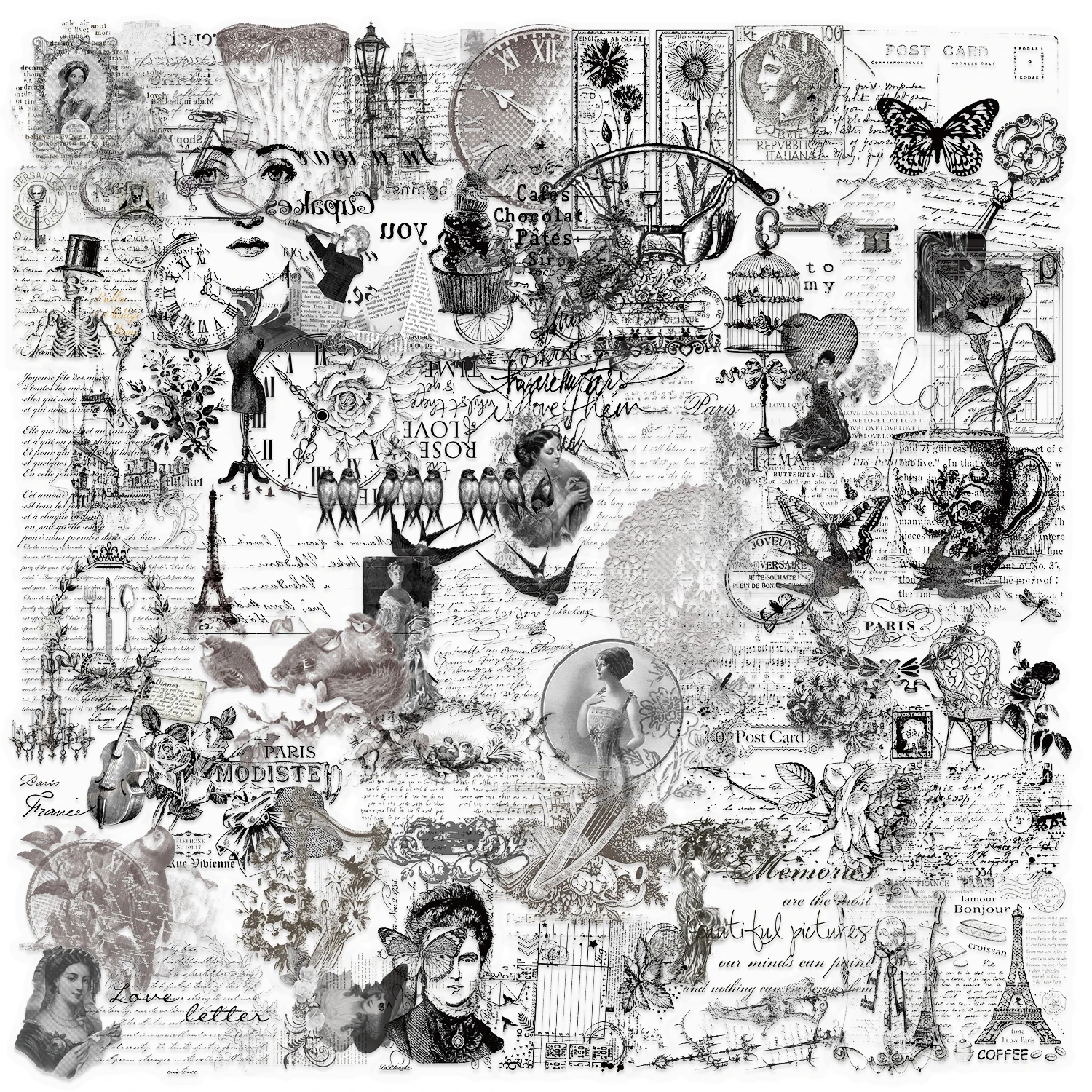 58 قطعة من ملصقات الكتابة على الجدران ذات المشبك العتيق، ملصقات مقاومة للماء للحيوانات الأليفة لزجاجة المياه والكمبيوتر المحمول وسجل القصاصات وحزمة ملصقات ألواح التزلج #1