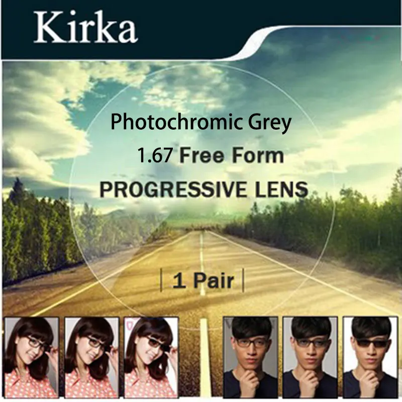 Kirka Multifocal 1.67 Lenti fotocromatiche progressive Occhiali ottici Lenti Cambia colore Colore grigio