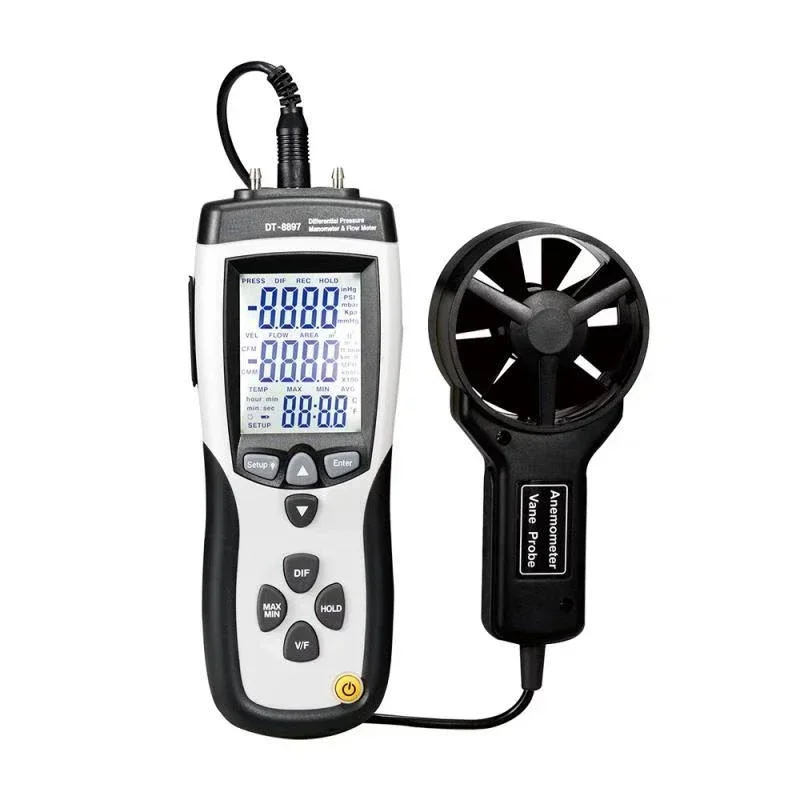 DT-8893 CMM/CFM  0~30m/s  Wind Speed Meter Direction  Air Flow or Velocity Plus Ambient Temperature  Digital Anemometer