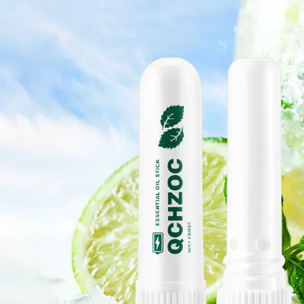 Refreshing Mint Lemon Nasal Stick Natural Aromatherapy Balm Ease Drowsiness Fatigue Focused Study Work Portable Care