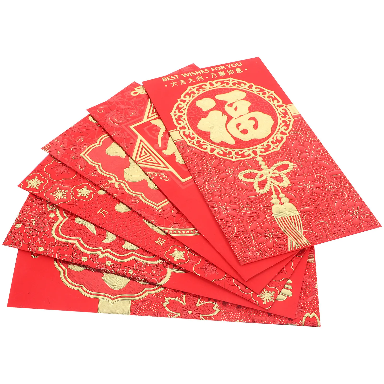 

6Pcs Dragon Year Red Envelopes Creative Fu Character Paper Red Packets for Chinese New Year Festival Lucky Money Pocket