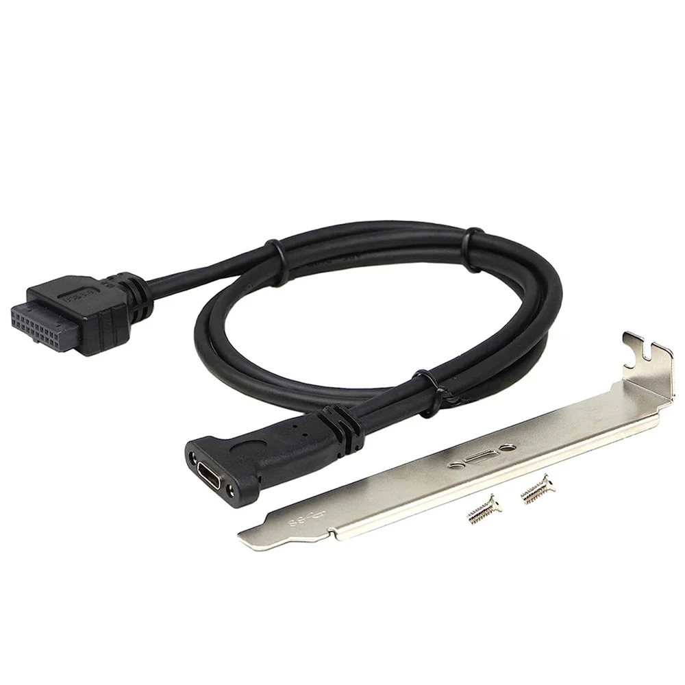 USB 3.0 19/20Pin Header to Type-C Socket Front Panel Mount Cable 50cm Motherboard Internal Extension Cord for Desktop PC