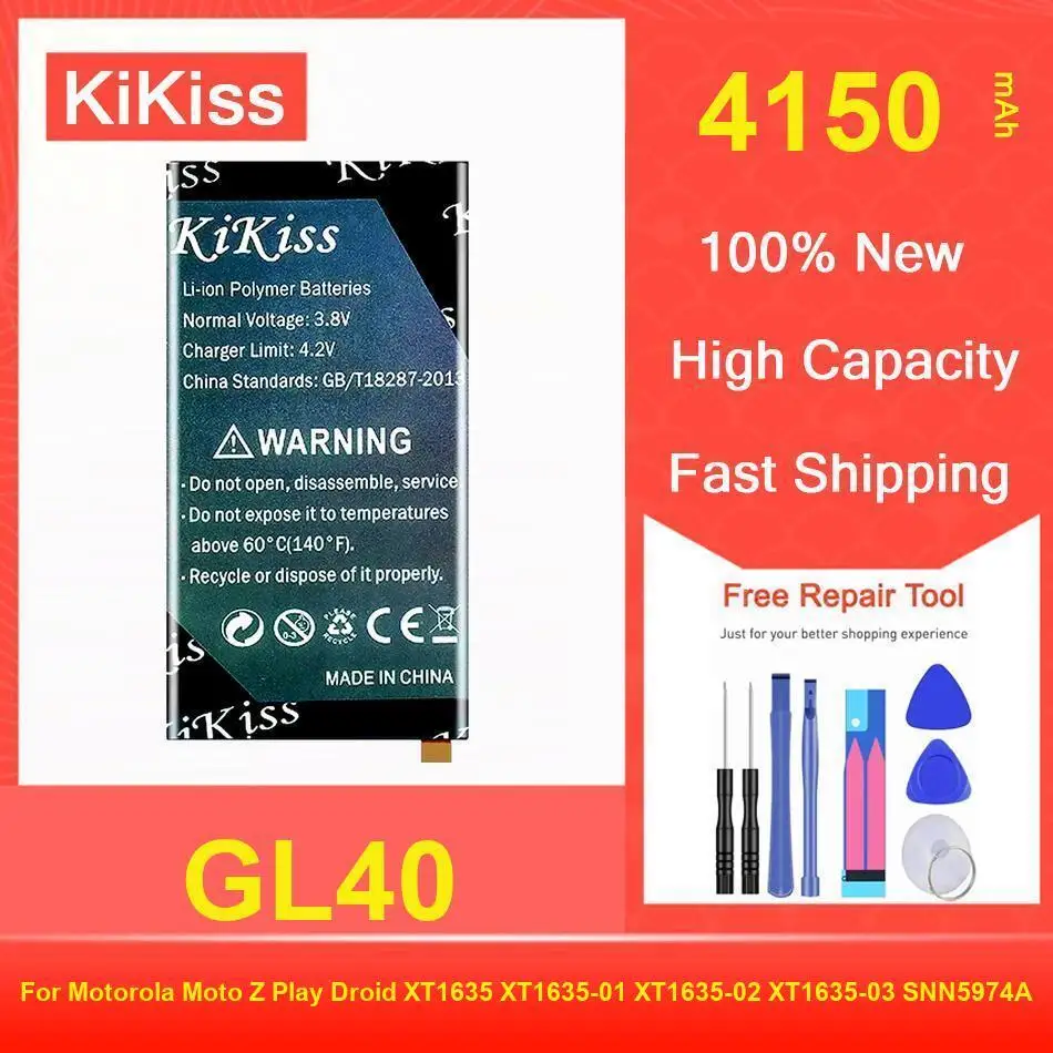

Аккумулятор Kikiss 4150 мАч GL40 для Motorola Moto Z Play Droid XT1635 XT1635-01 XT1635-02 XT1635-03 SNN5974A