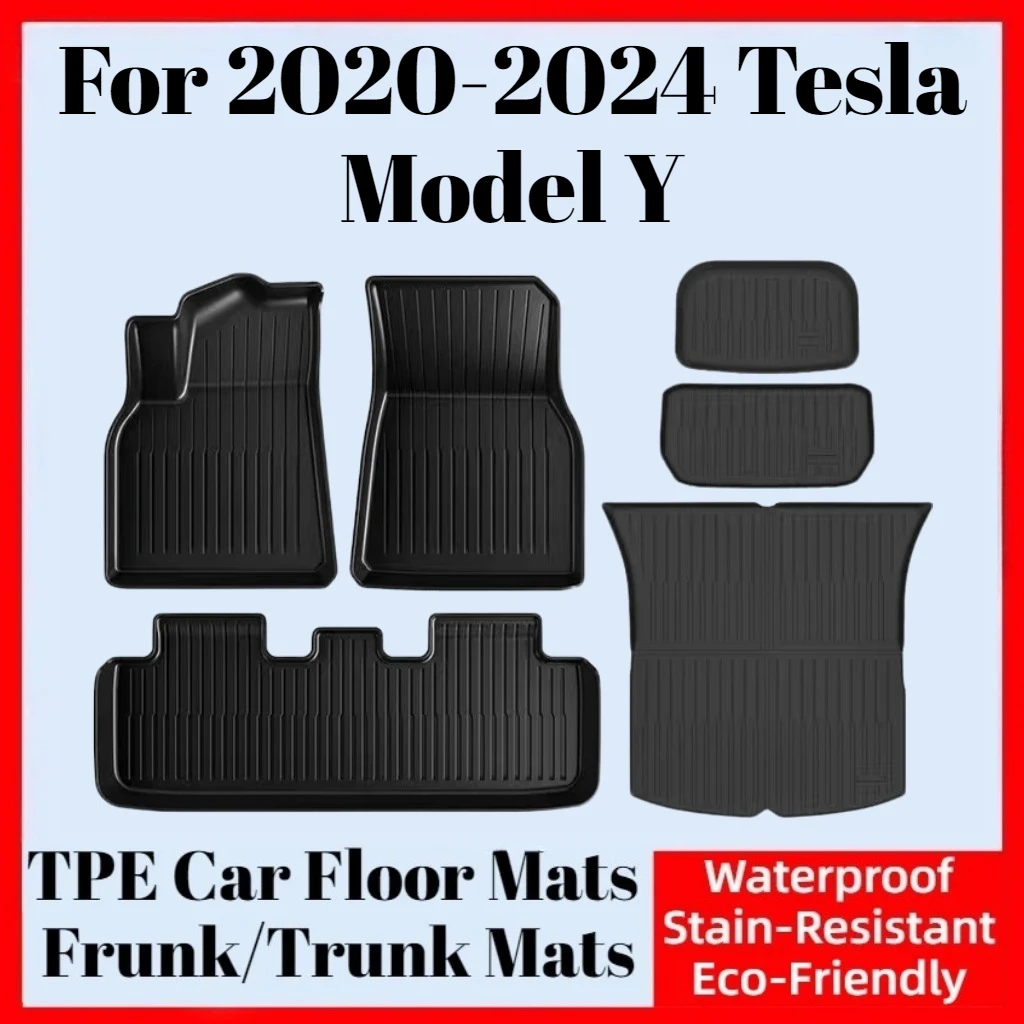 

For 20-24 Tesla Model Y Custom-Fit TPE Car Floor Mats Trunk Mats Single/Dual-Layer Wear-Resistant Car Accessorie Stain-Resistant