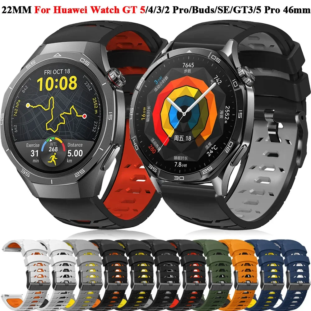 22 mm Silikonarmband für Huawei Watch GT 5 4 46 mm GT5/GT3/GT2/Ultimate/Buds Armband Huawei Watch 4 3 Pro Band Armband Armband