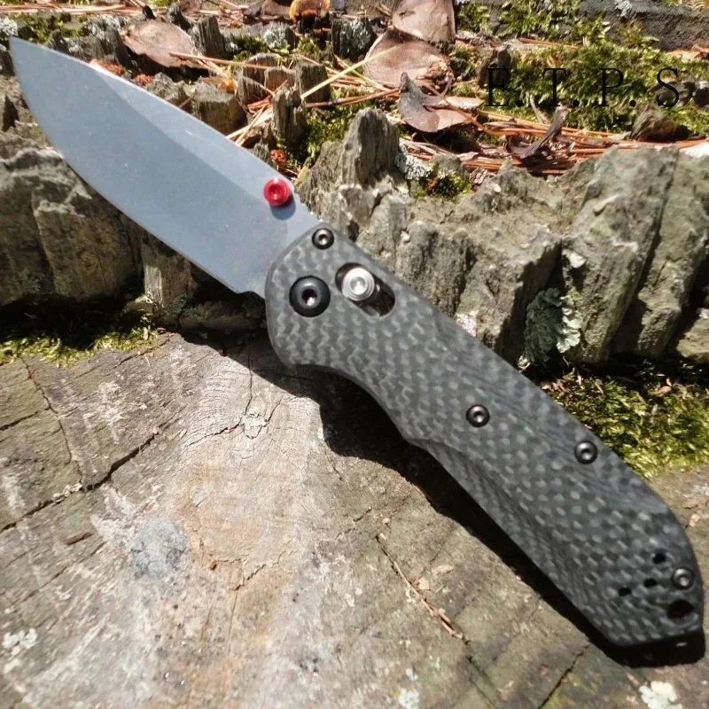 BM 565 Lightweight Carbon Fiber Handle Folding Knife with Axis Lock Drop Point Blade for Outdoor Survival Camping Everyday Carry