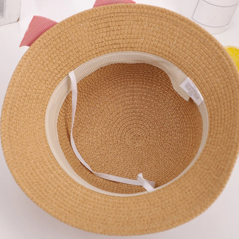 Women Girls Hat Summer Sun Protection Bucket Hat Straw Floppy Bow Tie For Girl Baby Mom Parent-Child Cap Crossbody Bag Wholesale