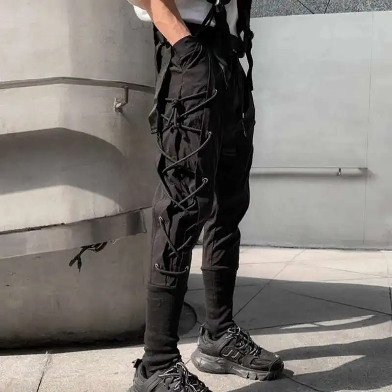 Hksh Frühling Sommer neue Männer Flut Punk dunkle Freizeit hose Seite Kordel zug Hip Hop Tech wear Gothic Retro Fit schicke Hose hk2179