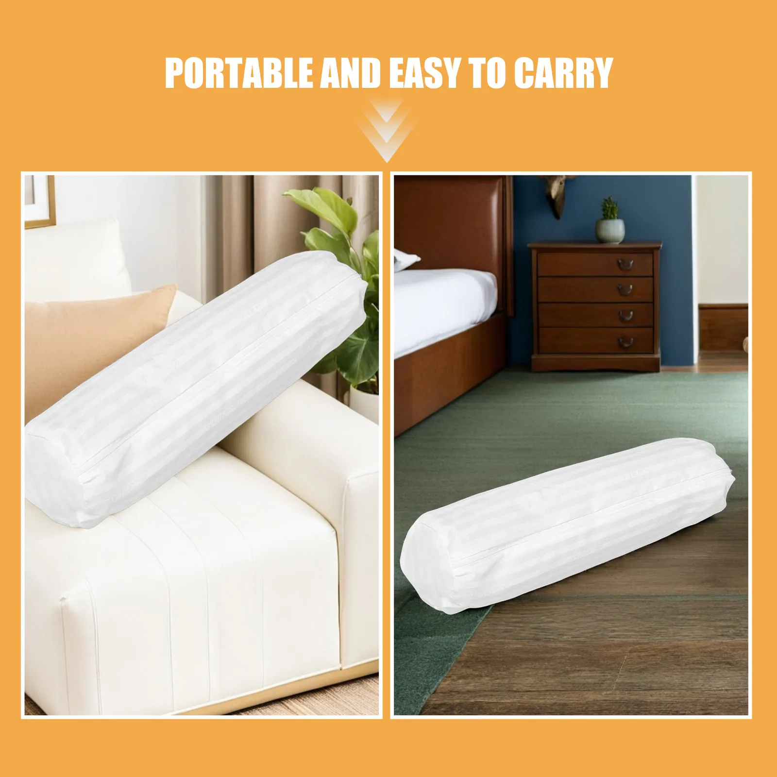 Cylinder Bolster Neck Pillow Cover Zippered Removable 20Cm Diameter 100Cm Length Round Lumbar Spine Support Pillowcase view 4