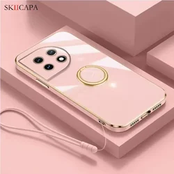 Plating Silicone Lanyard Phone Case for Oneplus 13 Pro 12R 11R 11 10T 10 Pro Ring Holder Soft Back Cover