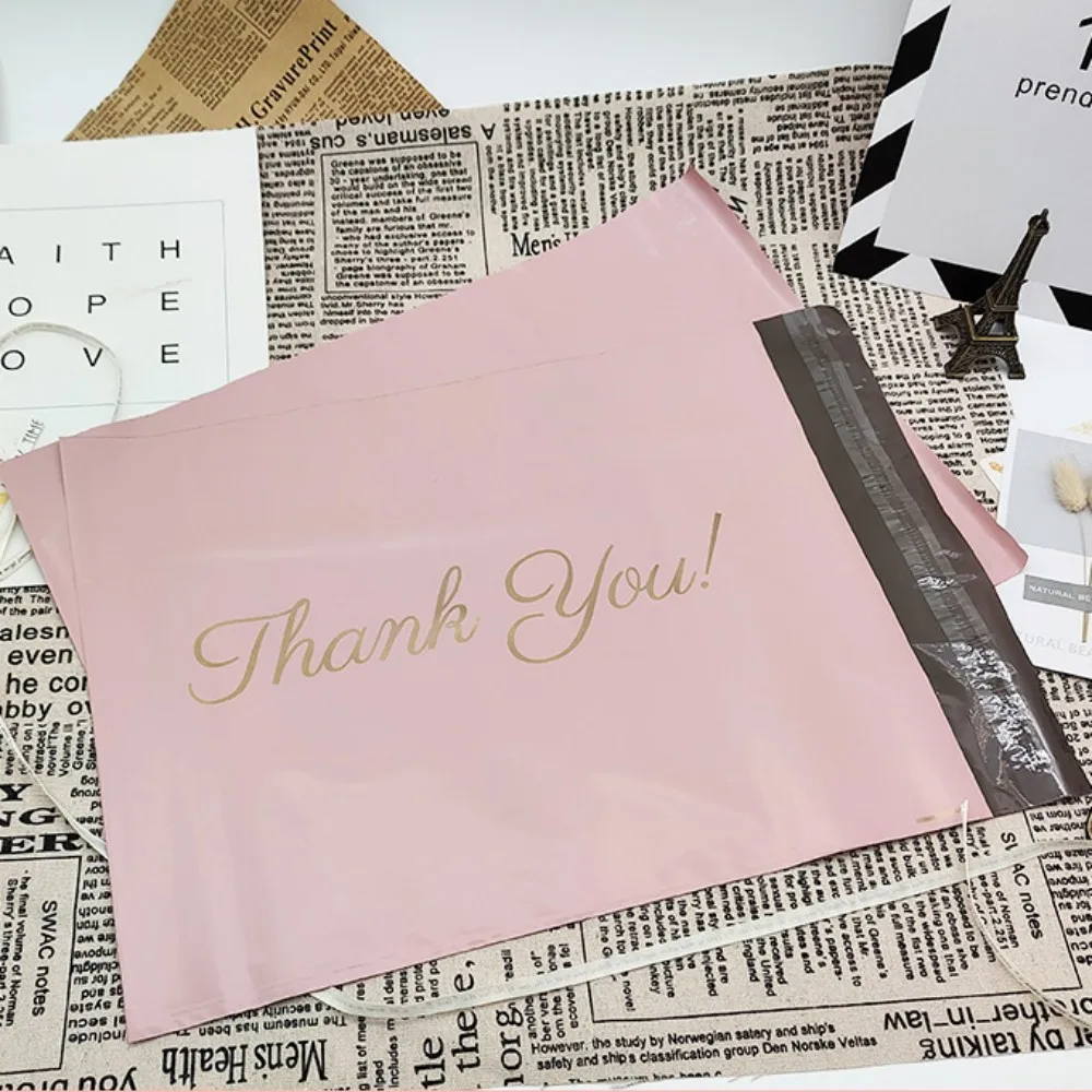 100pcs Pink Thank You Envelopes Shipping Bags Self Seal Packing Bags Sealed Express Bag Mailing Bag Express Packing Supplies