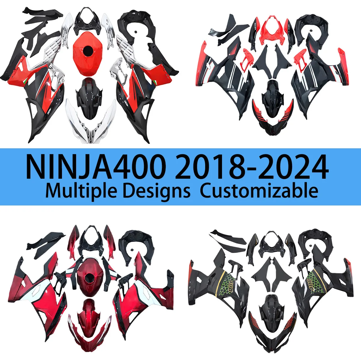 

Full Fairing Kit EX400R 2018 2019 2020 2021 2022 2023 2024 Motorcycle Fairings for KAWASAKI NINJA400 18 19 20 21 22 23 24
