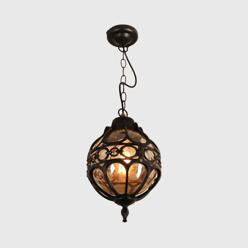 European Outdoor Waterproof Pendant Lights Retro Balcony Corridor Aisle Grape Frame Chandeliers Loft Restaurant Lamps Fixture