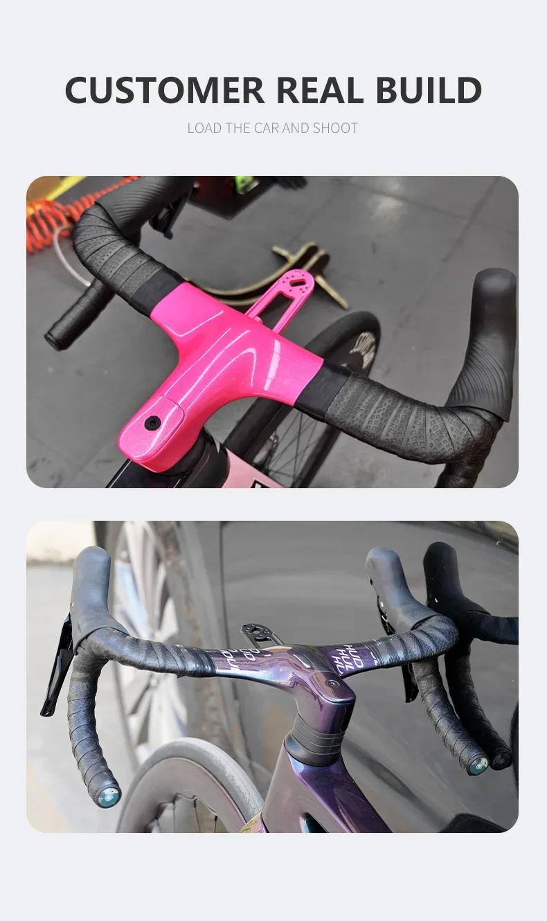 Aero Carbon Rennrad-Integrierter Lenker 340g Vollständige Interne Kabelführung 70mm Reach 110mm Drop 360-440mm OD1 IS52 Cockpit – Detail 12