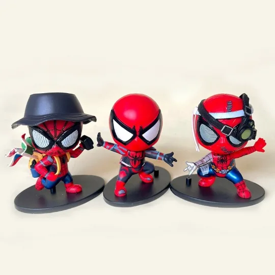 

Marvel New Cool Spider-Man Figure Model Doll Desk Decoration Items Creative Hat-backed Backpack Damaged Version Action Figure