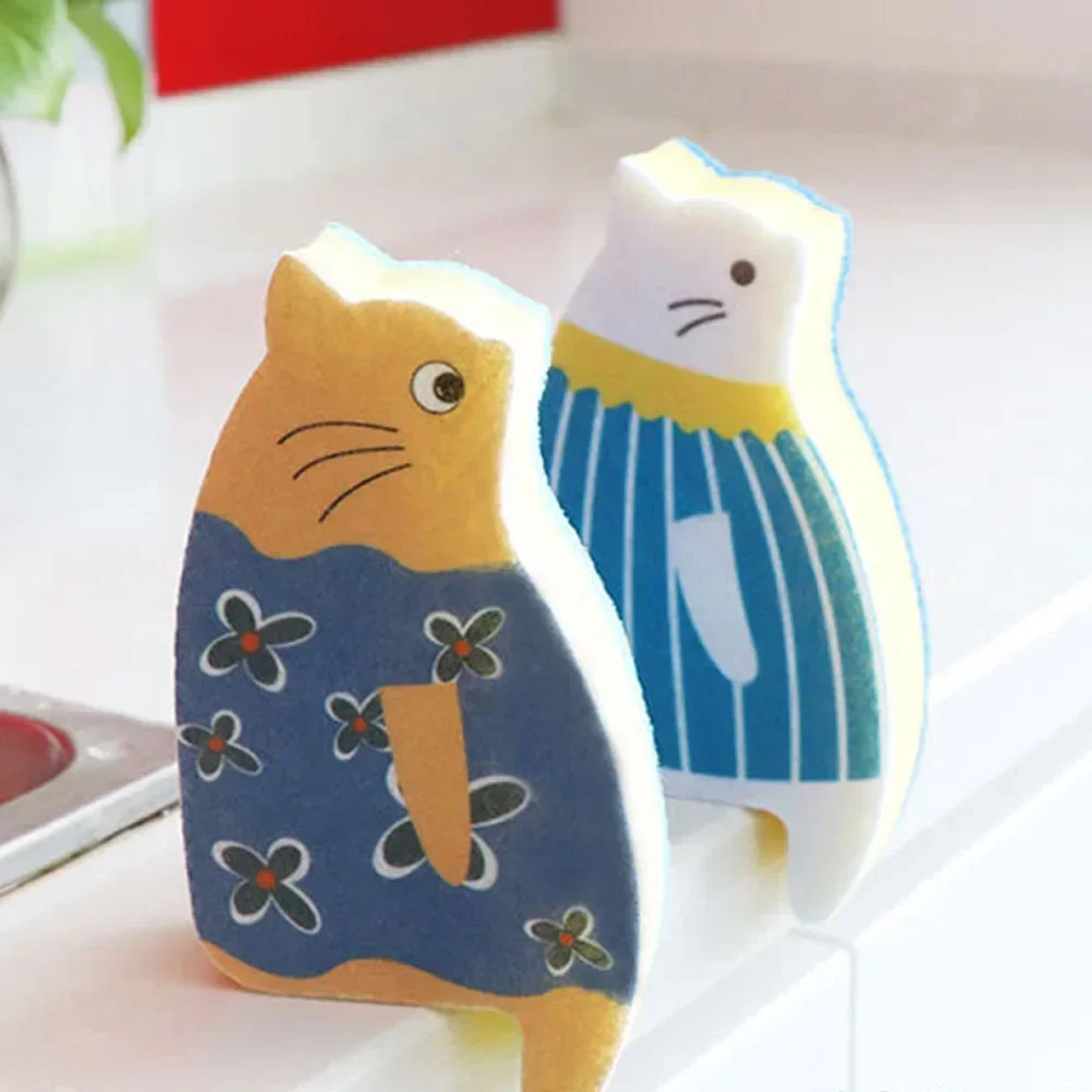 Кухонная губка для мытья посуды с котом, милая мультяшная японская тряпка для мытья посуды, чистящие средства, кухонные принадлежности