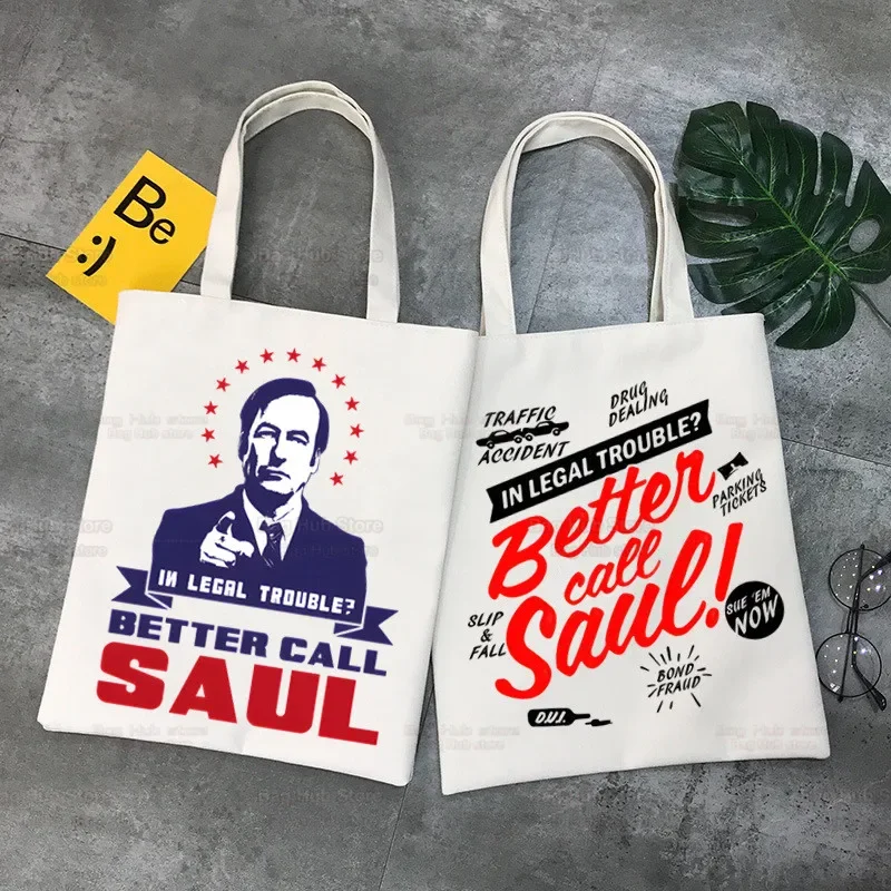 Better Call Saul Breaking Unisex Handbags Custom Canvas Tote Bag Print Daily Use Reusable Travel Casual Shopping Bag