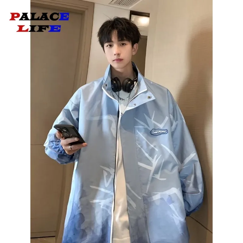 Hip Hop Mens Windbreaker Jacket Spring Patchwork Color Block Sportswear Coats Women Fashion Casual Loosed Thin College Jackets