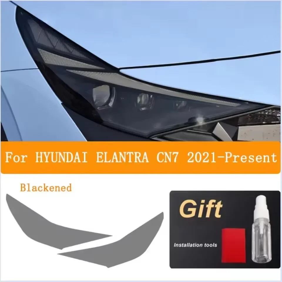 Car Headlight Protective Film For HYUNDAI ELANTRA 2017-2021 Accessories Front Transparent Black TPU Anti-scratch Sticker PPF