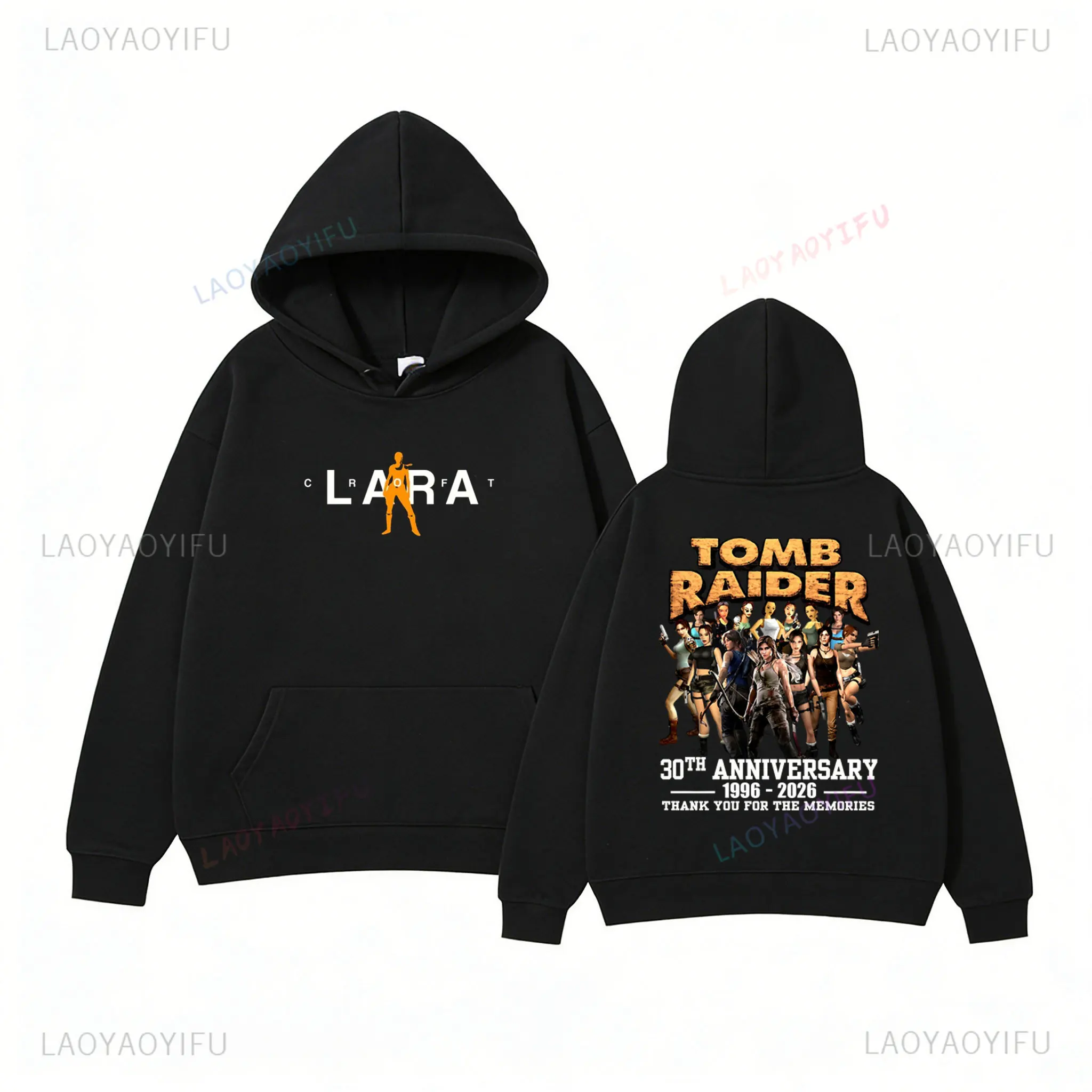 Tomb Raider 30 aniversario Unisex Vintage Sudadera con capucha 1996-2026 Retro Gaming suéter clásico juego Fan regalo Casual Streetwear Top