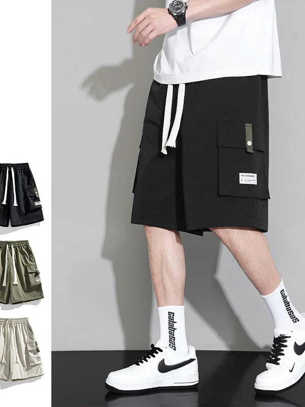 

Мужские летние повседневные брюки из ледяного шелка, свободные, широкие, тонкие, в стиле рабочей одежды, спортивные, модные, молодежные, активные, прямого кроя