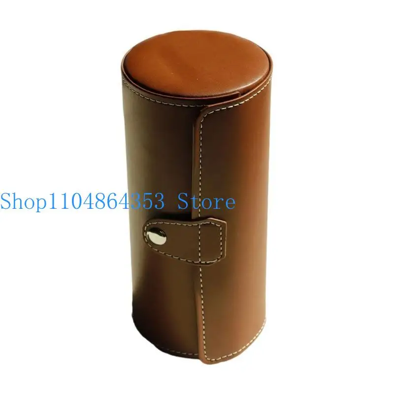 

652F Многофункциональный цилиндрический кожаный футляр для ювелирных изделий Компактный пылезащитный дизайн