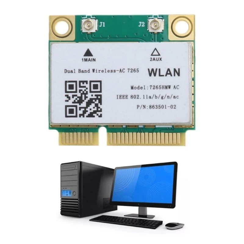 E8BA 1200mbps 호환 4.2 Half Mini PCI-E WiFi 카드 AC7265 무선 7265