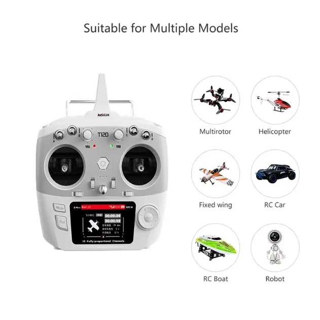 Radiolink T12D 2.4Ghz 12 Fully-proportional Channels Transmitter with Receiver R12F Remote Control for Drone Aircraft Boat