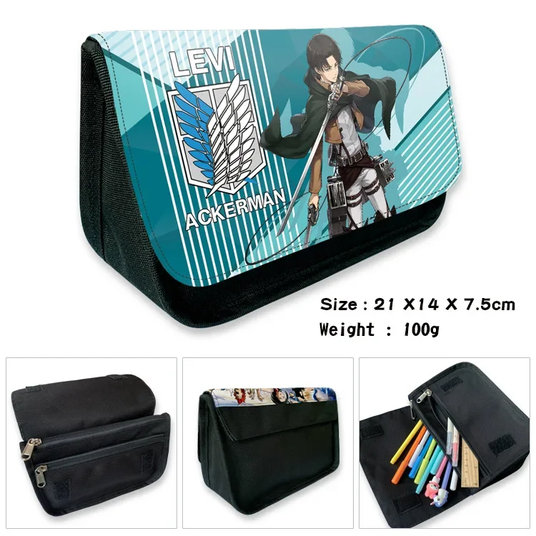 Atak na tytana Anime trójkątna torba na długopis Eren Mikasa Levi piórnik studencki chłopcy dziewczęta dzieci Cartoon szkolne etui na artykuły papiernicze