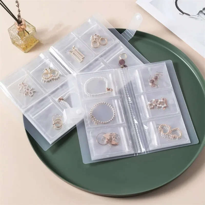 Anti-Oxidation Jewelry Storage Album 160 Pockets Clear Earring Organizer with Self-Seal Bags for Small Accessories