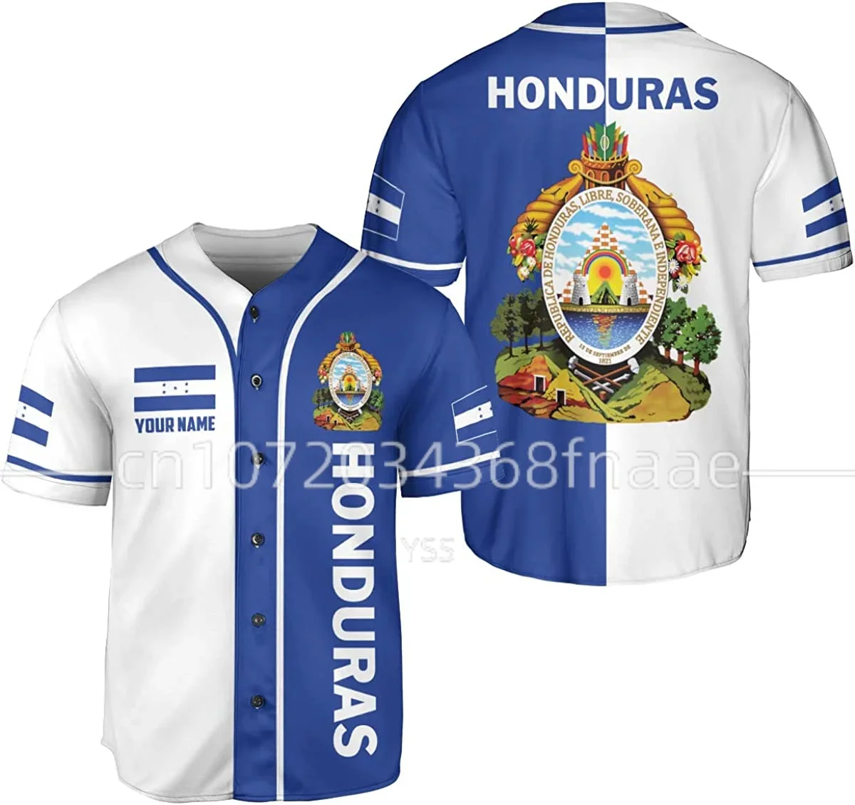 Heren honkbalshirt Honduras vlag op maat uw naam honkbalshirt 3D bedrukt herenoverhemd casual shirts hiphop tops