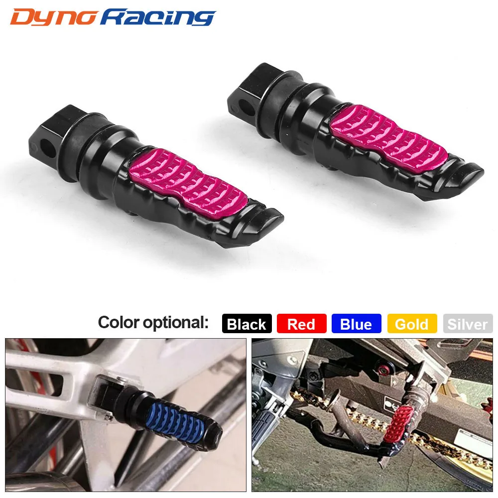 8MM Hole Aluminum Motorcycle Rear Passenger Foot Pegs Pedals Footrest Scooter Foot-Peg Motorbike Pedal Modification 2pcs /set