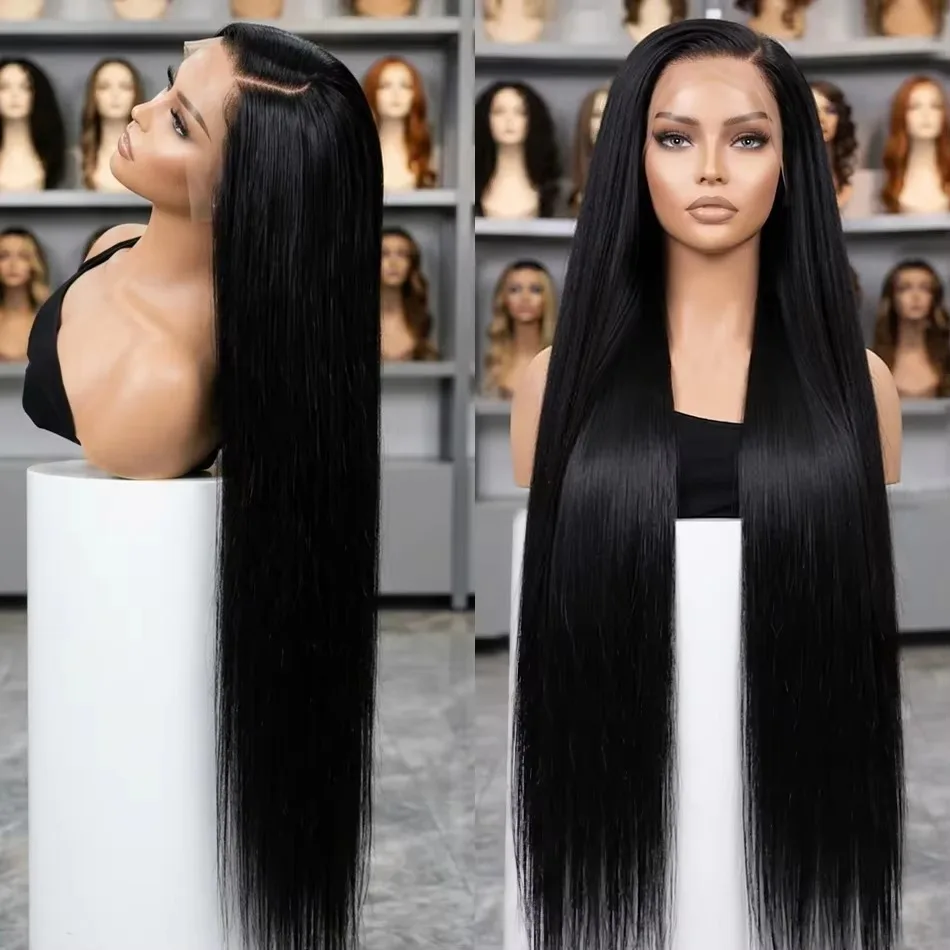 250 Density 100% Human Hair Bone Straight 40 42 Inch 360 Lace Front Wig 13x4 13x6 HD Lace Frontal Wigs Brazilian Black