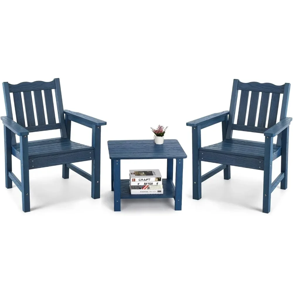 

3-Piece All-Weather Garden Chairs Set of 2 with Table, Patio Furniture Sets, Include 2 Garden Chairs and 1 Side Table, for Porch