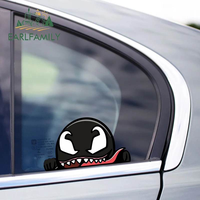 EARLFAMILY Cartoon VENOM Peeker Car Sticker Chibi Big Head PEEKING Decal Rear Glass Window Toolbox Graffiti Funny Car Decoration