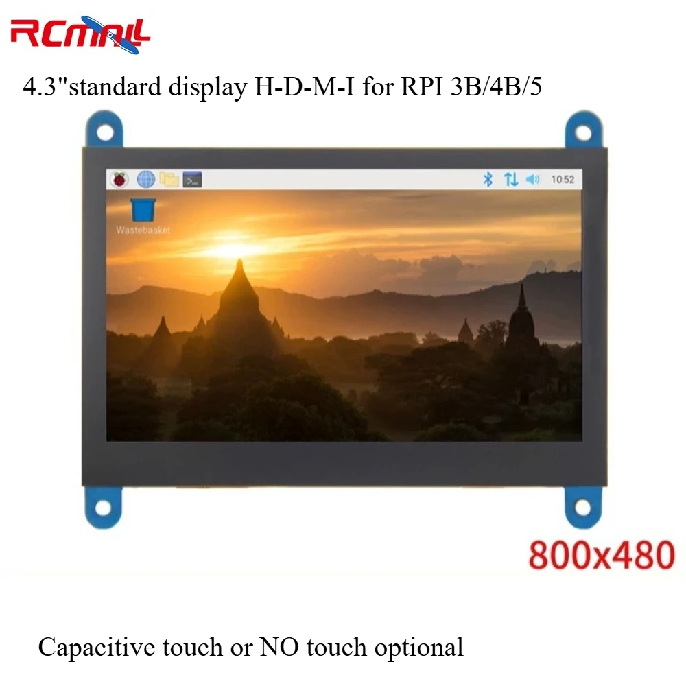 4.3-inch H/D/M/I Display USB Capacitive Touchscreen 800x480 IPS LCD Screen for Raspberry Pi 3B/4B/5 supports Win7/Win8/Win10