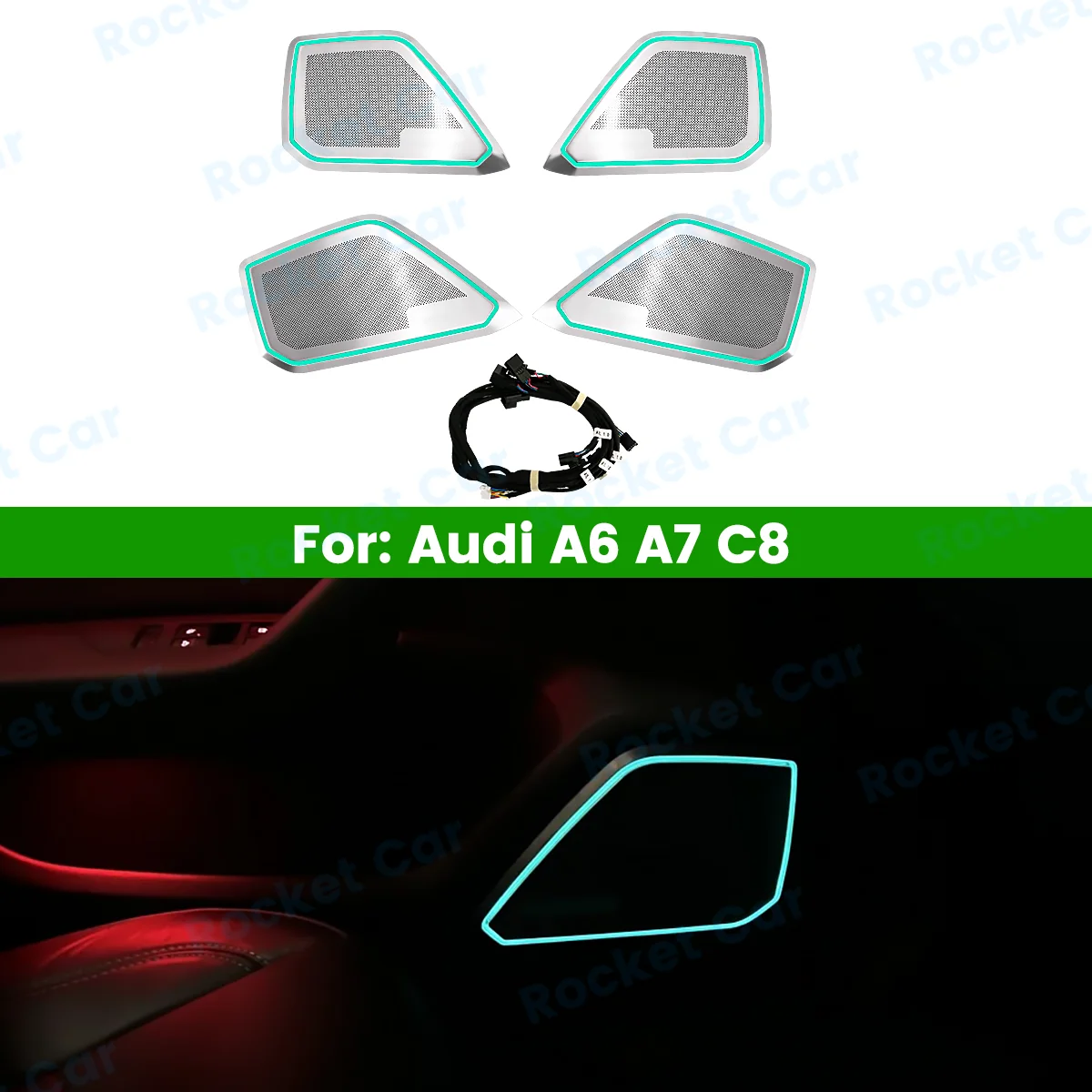 

32 Colours LED Ambient Light For Audi A6 A7 C8 RS6 RS7 Auto Door RGB Horn Cover Decorative Lamp Modified Parts LED Speaker Cover