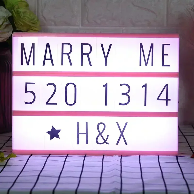 A4 LED Letter Light กล่องตัวอักษร DIY Creative Night ไฟแบตเตอรี่ Lightbox