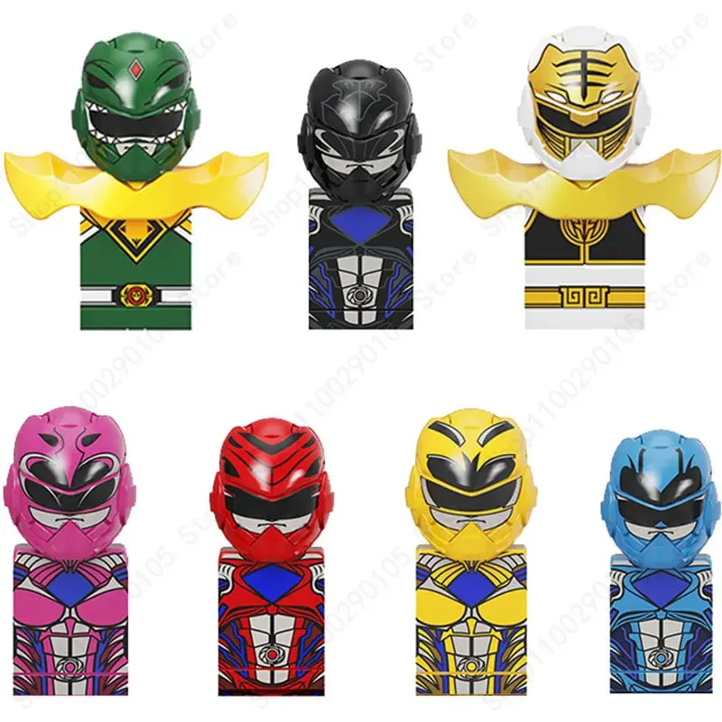 KF6144 Anime Bricks Dolls Mini Action Toy Figura Red Warrior Mighty Morphin Bricks Building Blocks Toys for Children