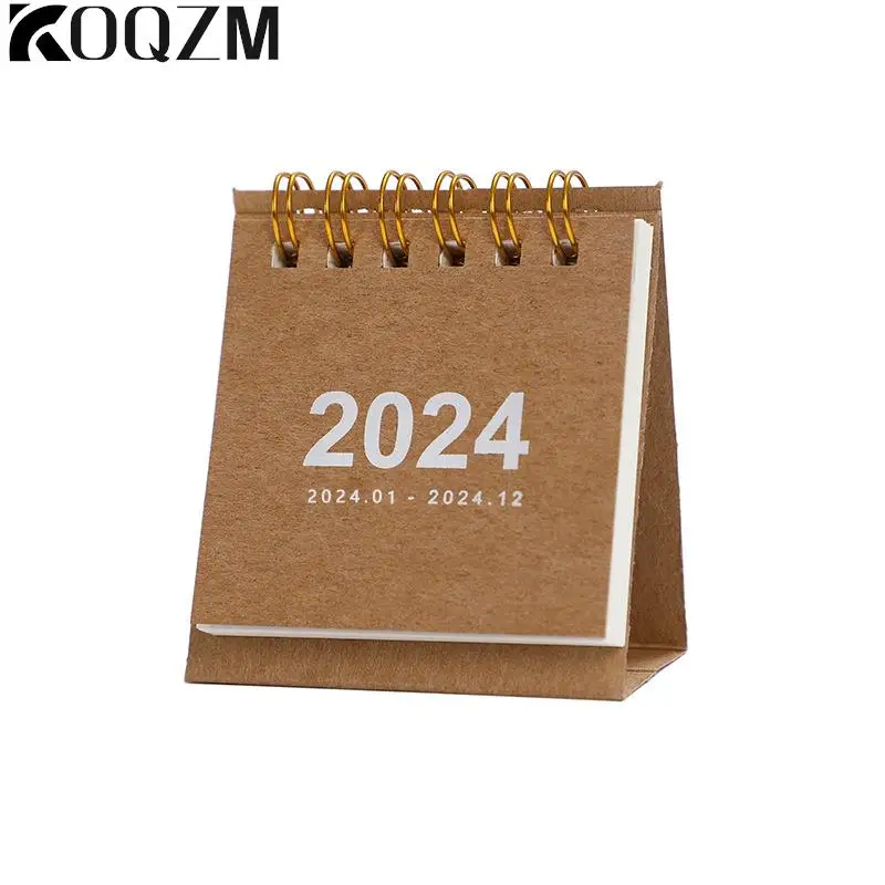 Refreshing Simple Solid Color 2024 Mini Portable Desktop Paper Calendar Creative Table Coil Calendar Office Desk Decoration