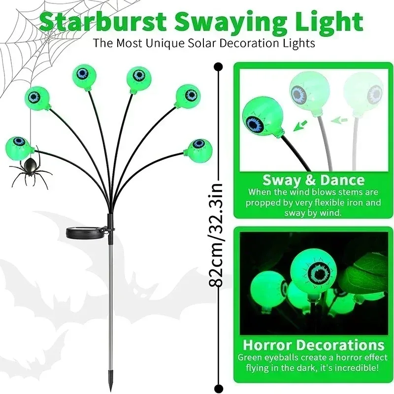 ハロウィン怖い目玉ライト太陽光発電屋外防水 LED グリーンウォームホワイトカラー点滅ホタル効果庭の装飾