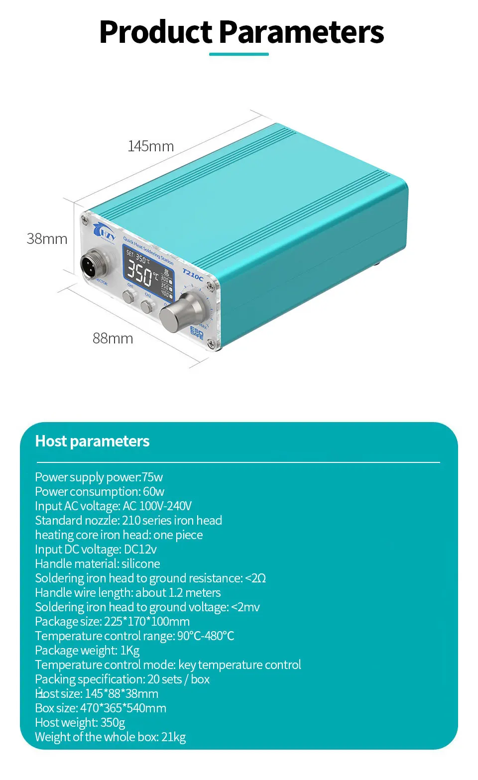 HZY T210C/UYUE T210 3S Rapid Heating Electronic Soldering Iron LED Soldering Station with 210 Tips For PCB Repair Welding Tools