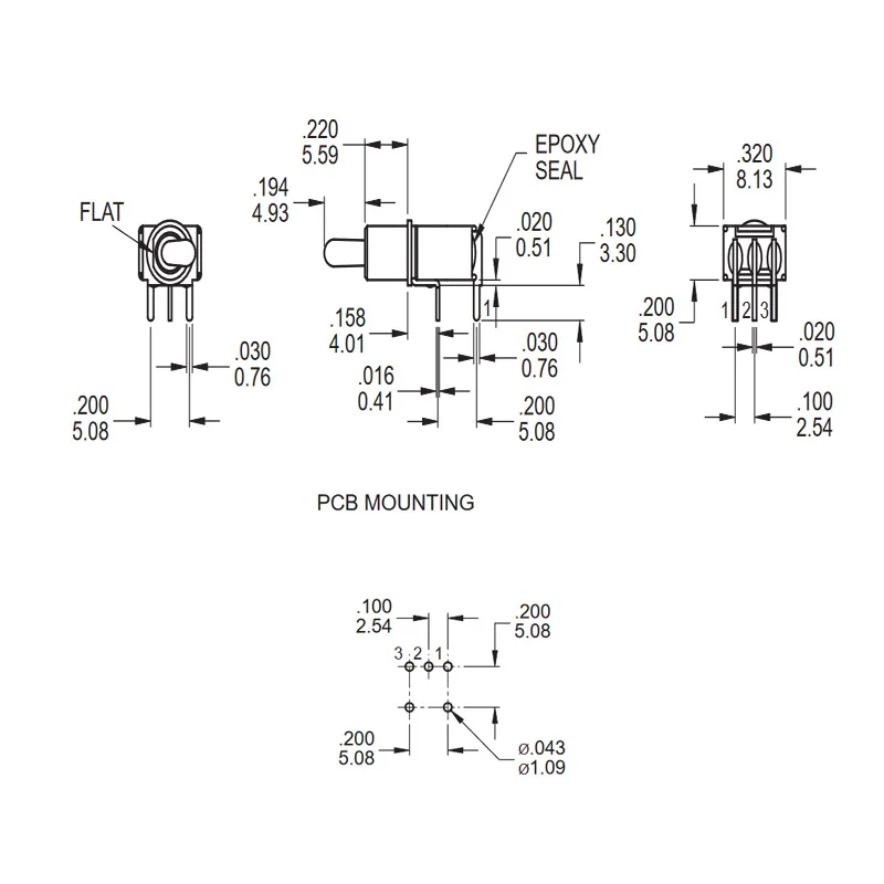 5pcs Dailywell  5mm Panel Mount Sub-Miniature Toggle Switches 5Pin ON-ON 2-Way SPDT  Horizontal Bend switch