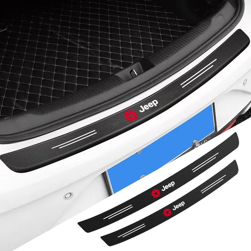 

Carbon Fiber Car Rear Bumper Trunk Guard Protected Sticker For Jeep Wrangler Grand Cherokee Avenger Compass Wagoneer Patriot